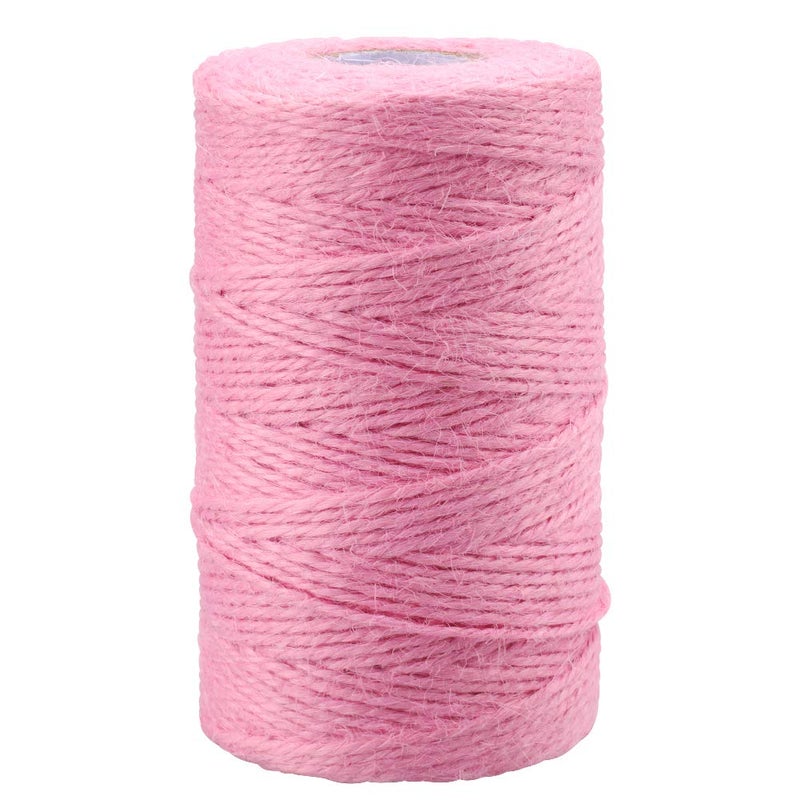 KINGLAKE Pink Jute Twine, 328 Feet, 2mm, Light, Twisted, Perfect for Arts, Crafts, Weddings, Christmas, Valentines Day Gifts - Image 1
